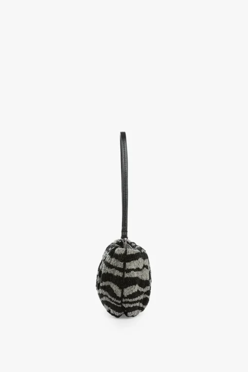 HANDBAGS STAUD -BEADED BEAN BAG - BLACK WHITE