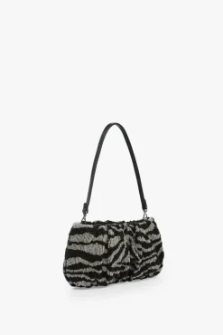 HANDBAGS STAUD -BEADED BEAN BAG - BLACK WHITE