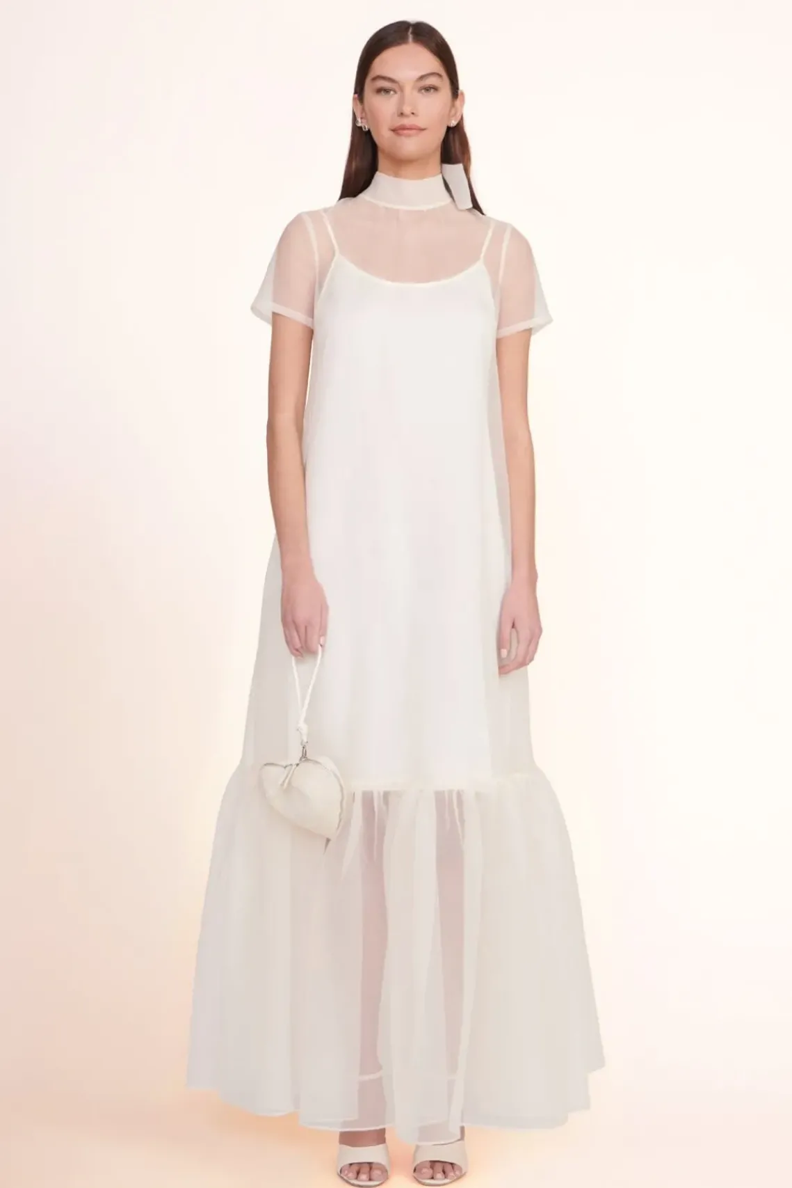 BRIDE STAUD Bridal Accessories-BEADED HEART CLUTCH - CREAM