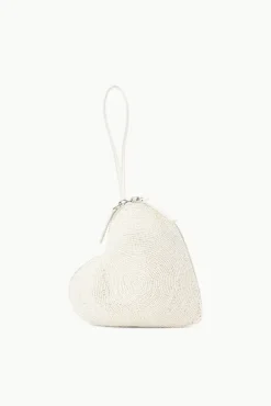 BRIDE STAUD Bridal Accessories-BEADED HEART CLUTCH - CREAM
