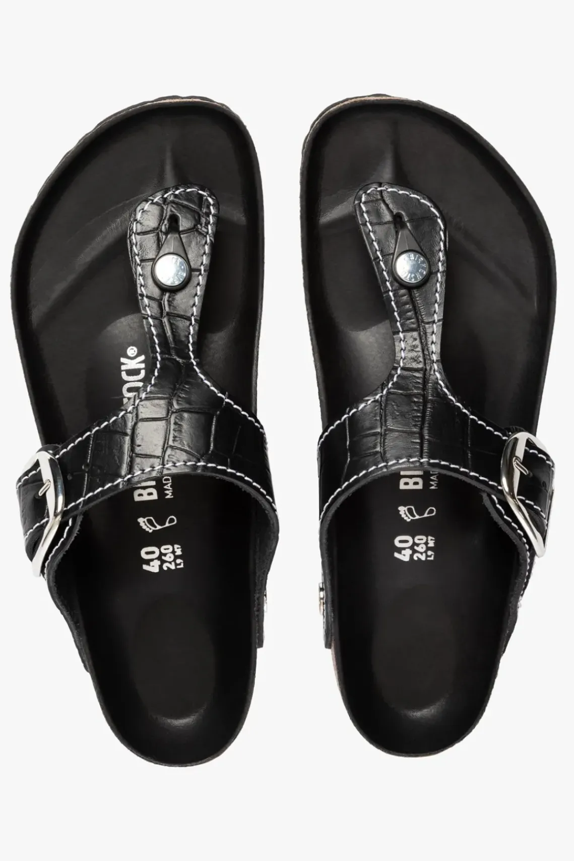 SHOES STAUD -BIRKENSTOCK + GIZEH SANDAL BLACK CROC EMBOSSED