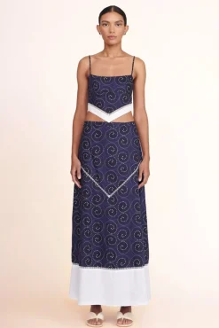 CLOTHING STAUD -KATHLEEN SKIRT - NAVY WHIRLPOOL WHITE