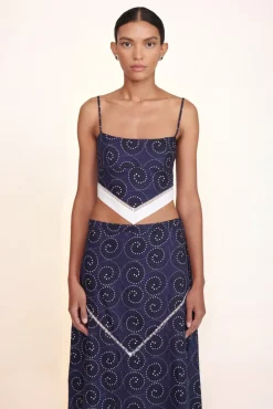 CLOTHING STAUD -LOYALTY TOP - NAVY WHIRLPOOL WHITE
