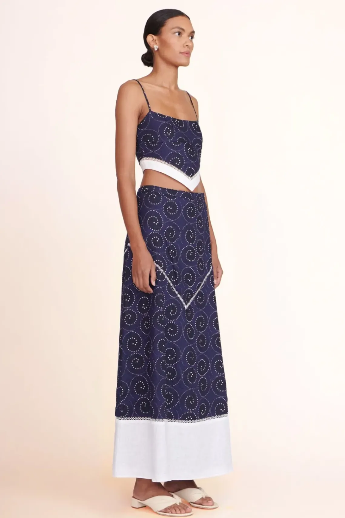 CLOTHING STAUD -LOYALTY TOP - NAVY WHIRLPOOL WHITE