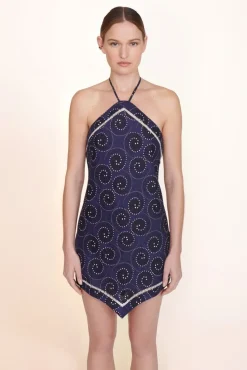 CLOTHING STAUD -MEGAN DRESS - NAVY WHIRLPOOL WHITE