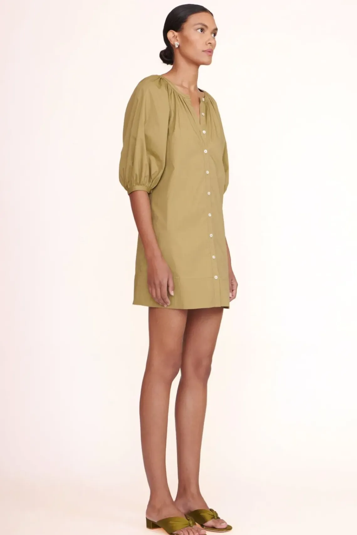 CLOTHING STAUD -MINI VINCENT DRESS - KHAKI