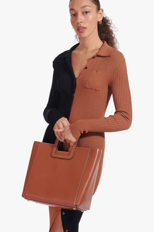 HANDBAGS STAUD -SHIRLEY LEATHER BAG SADDLE - TAN