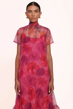 CLOTHING STAUD - CALLUNA DRESS MAGENTA PAINTED FLORAL