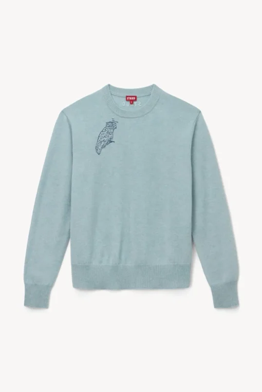 PET STAUD Pet Sweats & Knits- CUSTOM CASHMERE CREWNECK SWEATER LIGHT BLUE