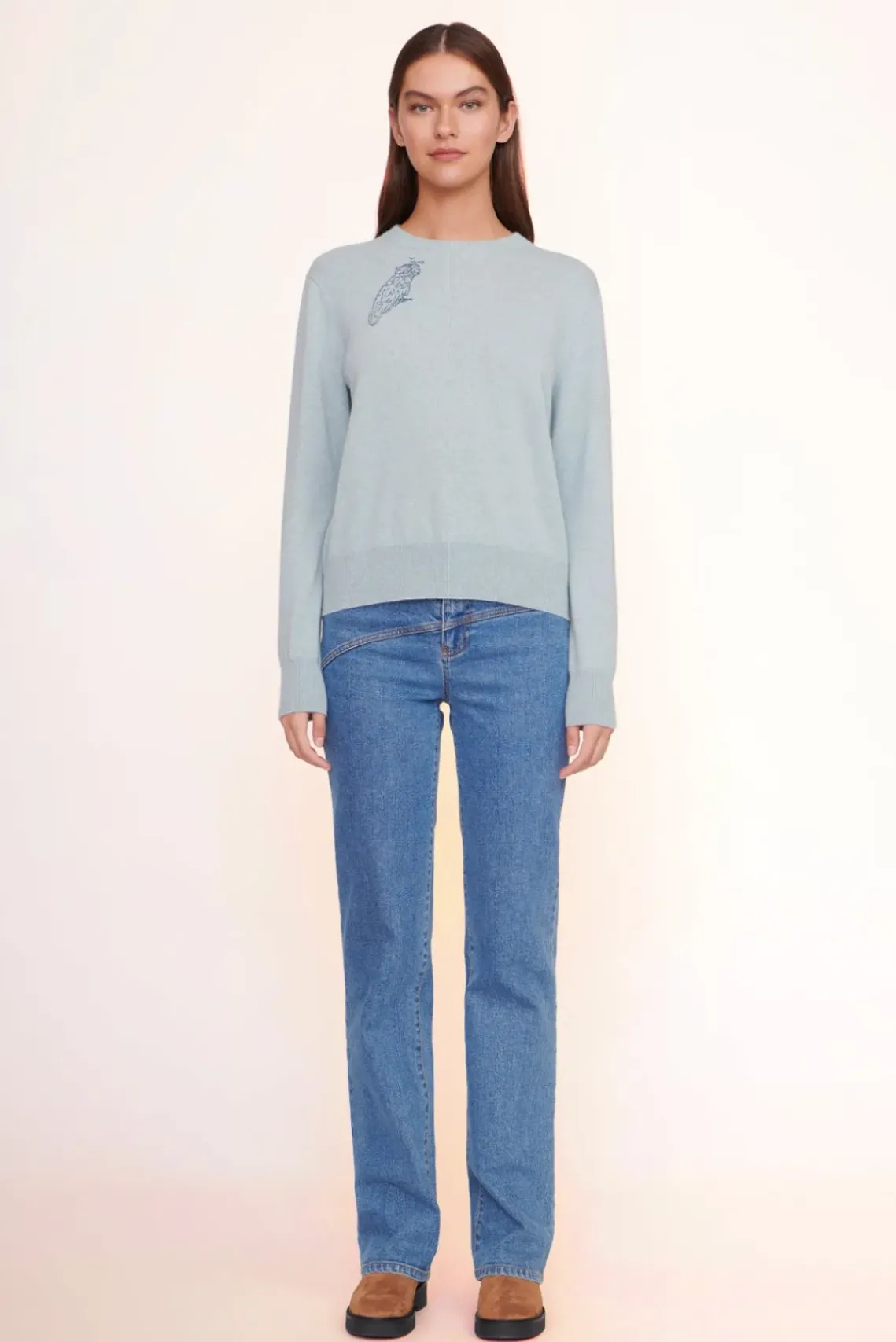 PET STAUD Pet Sweats & Knits- CUSTOM CASHMERE CREWNECK SWEATER LIGHT BLUE