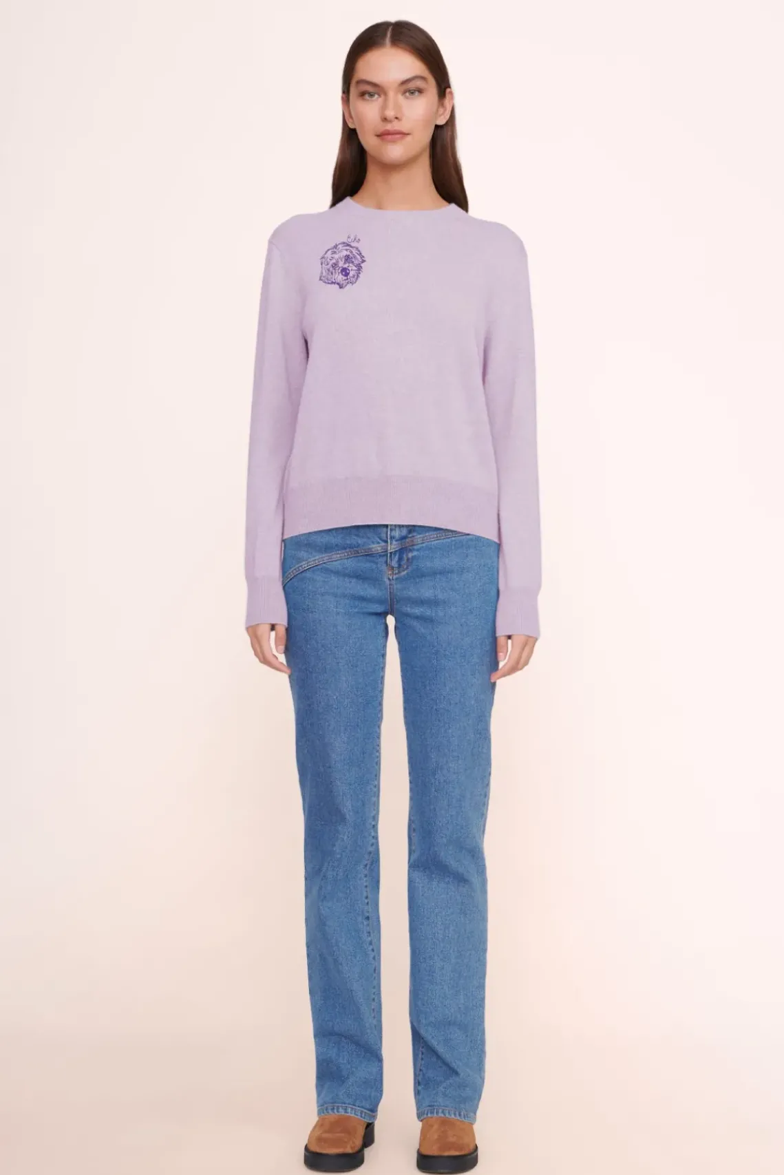 PET STAUD Pet Sweats & Knits- CUSTOM CASHMERE CREWNECK SWEATER LAVENDER