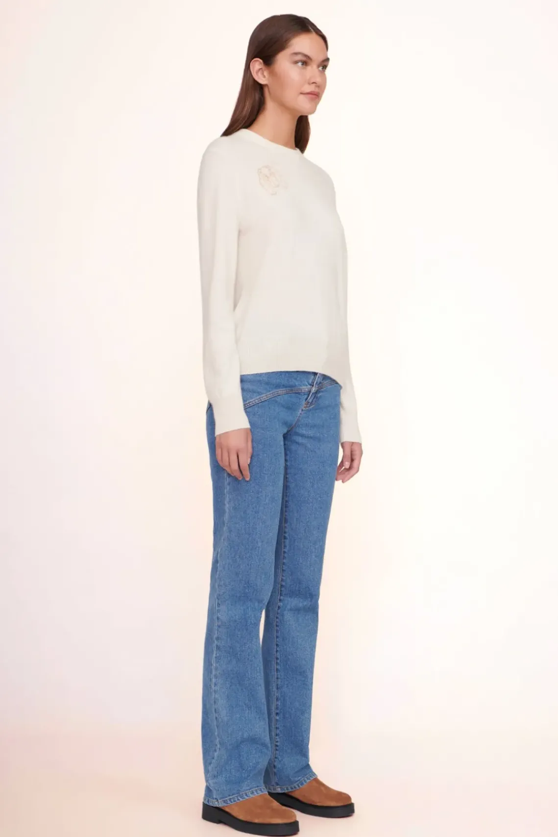 PET STAUD Pet Sweats & Knits- CUSTOM CASHMERE CREWNECK SWEATER CREAM