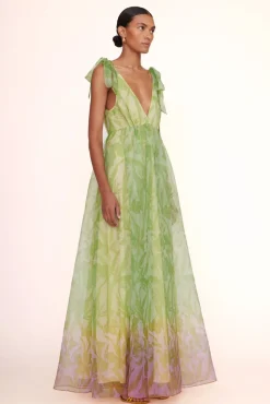 BRIDE STAUD Occasion Dresses- DANDELION DRESS LIME/MAGENTA WILDFLOWERS LIME MAGENTA WILDFLOWERS