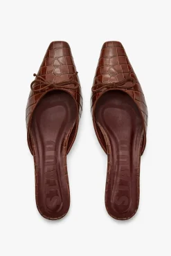 SHOES STAUD - GINA MULE BROWN CROC EMBOSSED