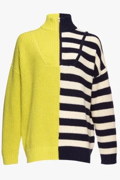 CLOTHING STAUD - HAMPTON SWEATER CHARTREUSE TWO TONE STRIPE