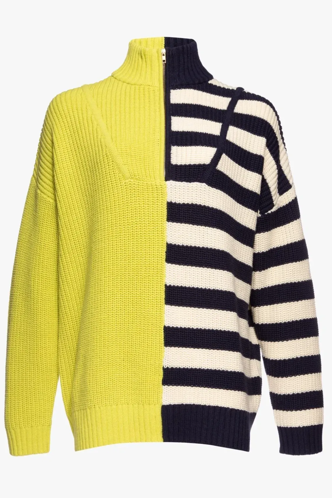 CLOTHING STAUD - HAMPTON SWEATER CHARTREUSE TWO TONE STRIPE
