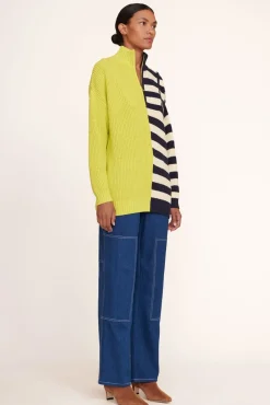 CLOTHING STAUD - HAMPTON SWEATER CHARTREUSE TWO TONE STRIPE