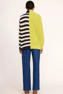 CLOTHING STAUD - HAMPTON SWEATER CHARTREUSE TWO TONE STRIPE