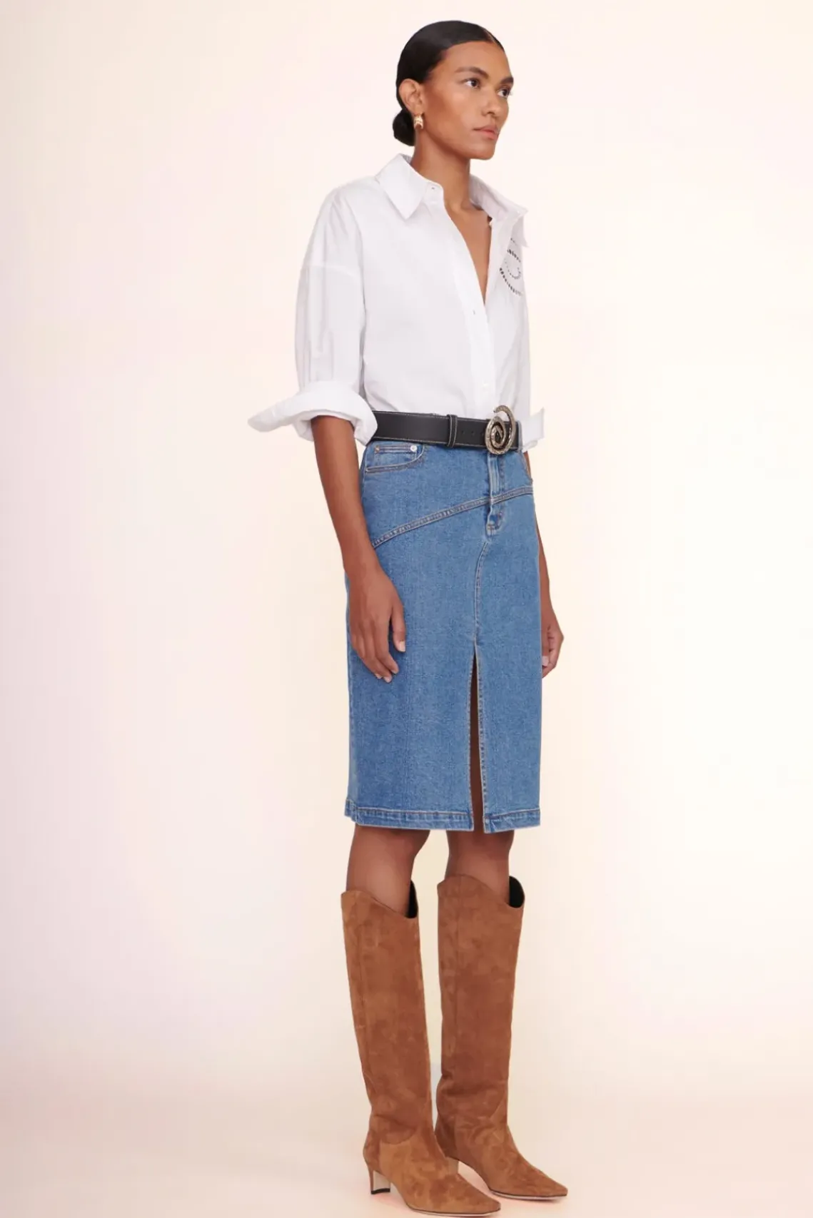 CLOTHING STAUD - HUDSON SKIRT MEDIUM WASH