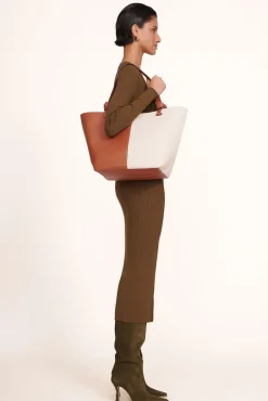 HANDBAGS STAUD - IDA CANVAS TOTE BAG CREAM TAN