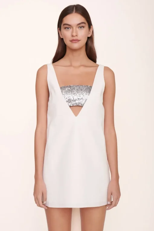 CLOTHING STAUD - IRIE DRESS IVORY SILVER SEQUINS