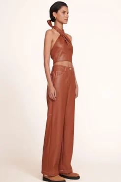 CLOTHING STAUD - KAI TOP VEGAN LEATHER WHISKEY