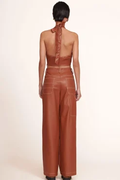 CLOTHING STAUD - KAI TOP VEGAN LEATHER WHISKEY