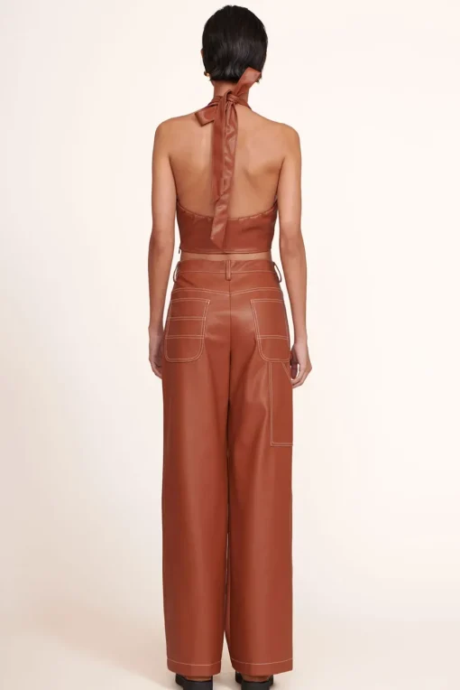 CLOTHING STAUD - KAI TOP VEGAN LEATHER WHISKEY