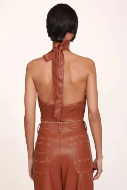CLOTHING STAUD - KAI TOP VEGAN LEATHER WHISKEY