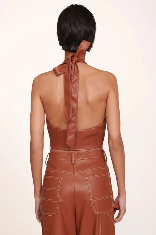CLOTHING STAUD - KAI TOP VEGAN LEATHER WHISKEY