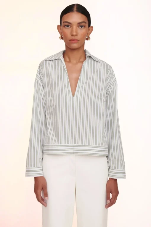 CLOTHING STAUD - MARLENE TOP MOSS STRIPE