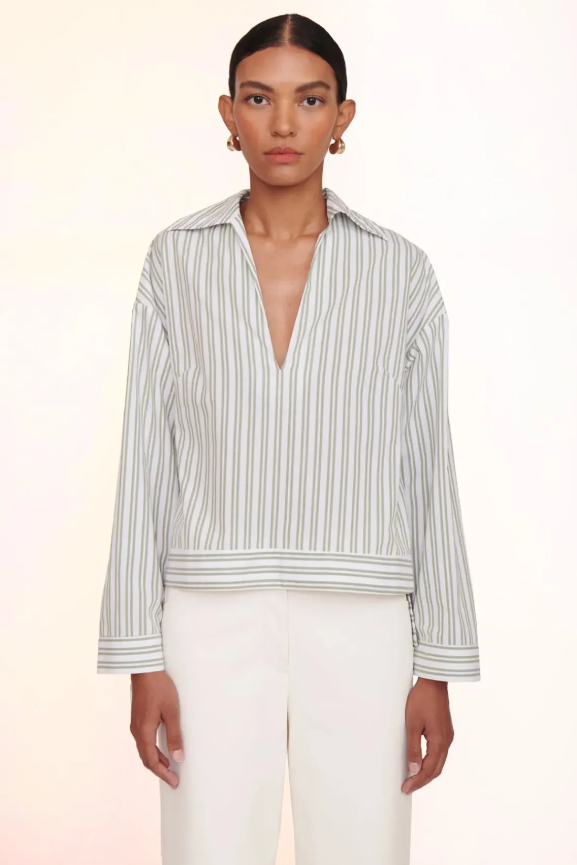 CLOTHING STAUD - MARLENE TOP MOSS STRIPE