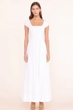 CLOTHING STAUD - MAXI SHORT SLEEVE WELLS DRESS WHITE