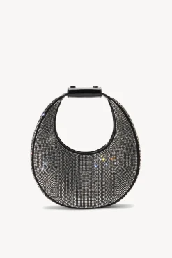 HANDBAGS STAUD - MINI MOON CRYSTAL BAG BLACK RHINESTONES