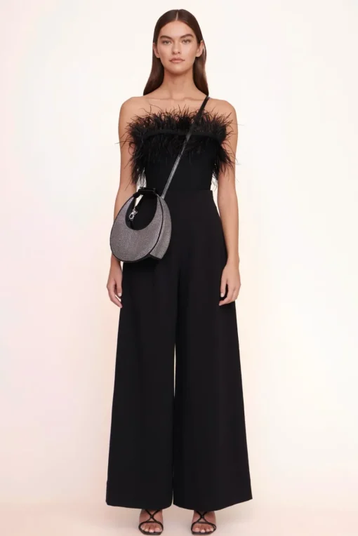 HANDBAGS STAUD - MINI MOON CRYSTAL BAG BLACK RHINESTONES