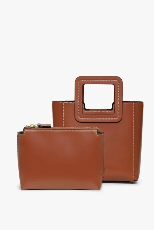 HANDBAGS STAUD - MINI SHIRLEY LEATHER BAG SADDLE