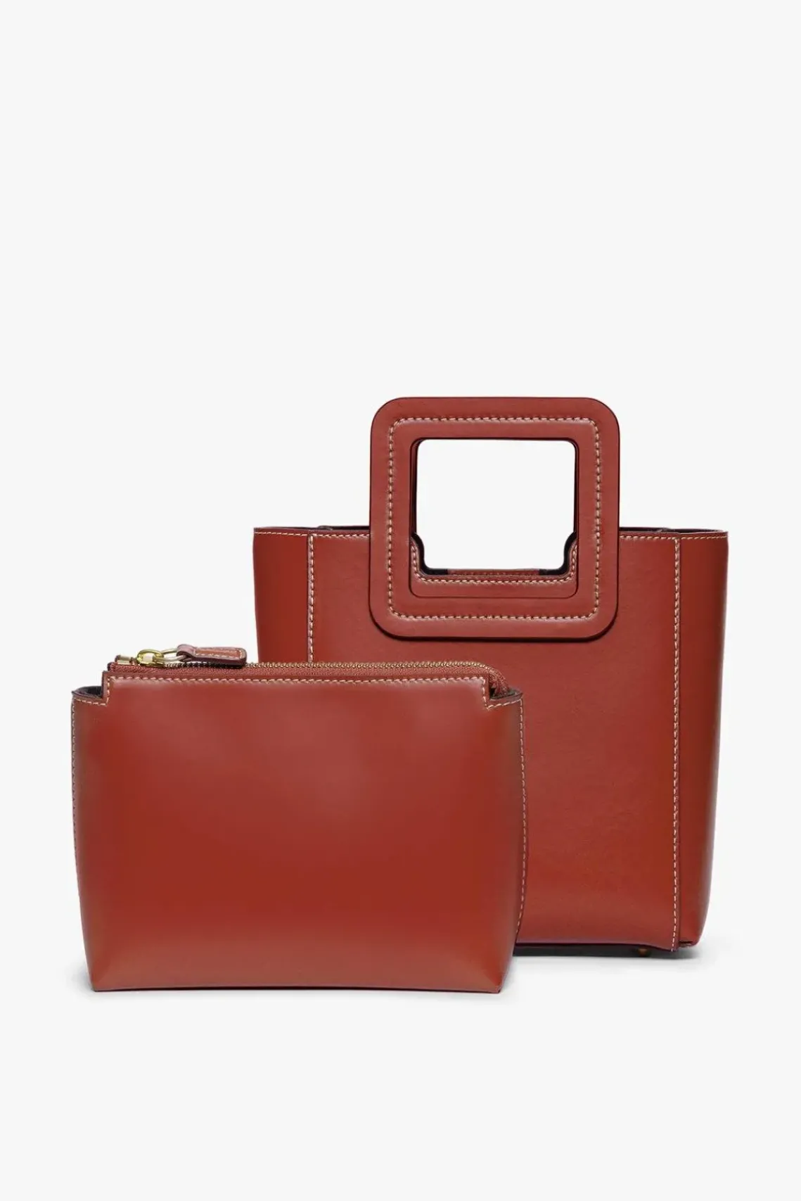 HANDBAGS STAUD - MINI SHIRLEY LEATHER BAG COGNAC