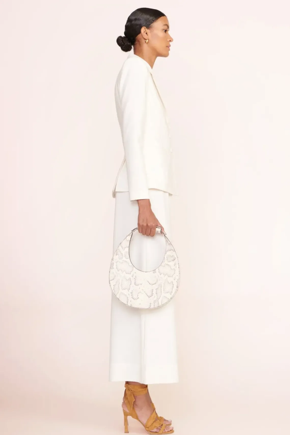 HANDBAGS STAUD - MOON BAG SNAKE EMBOSSED BLEACHED