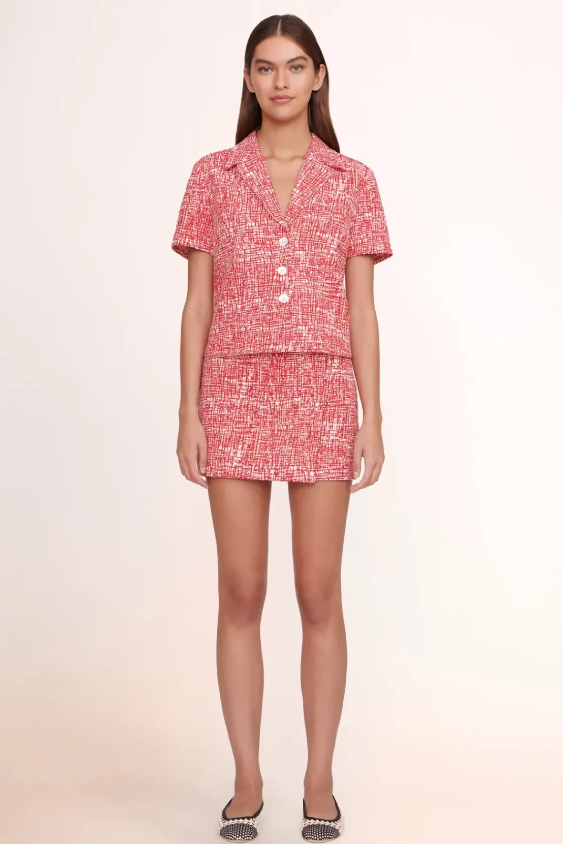 CLOTHING STAUD - NICOLA TOP PAPAYA CROSSHATCH