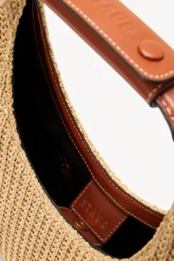 HANDBAGS STAUD - RAFFIA MOON BAG NATURAL TAN