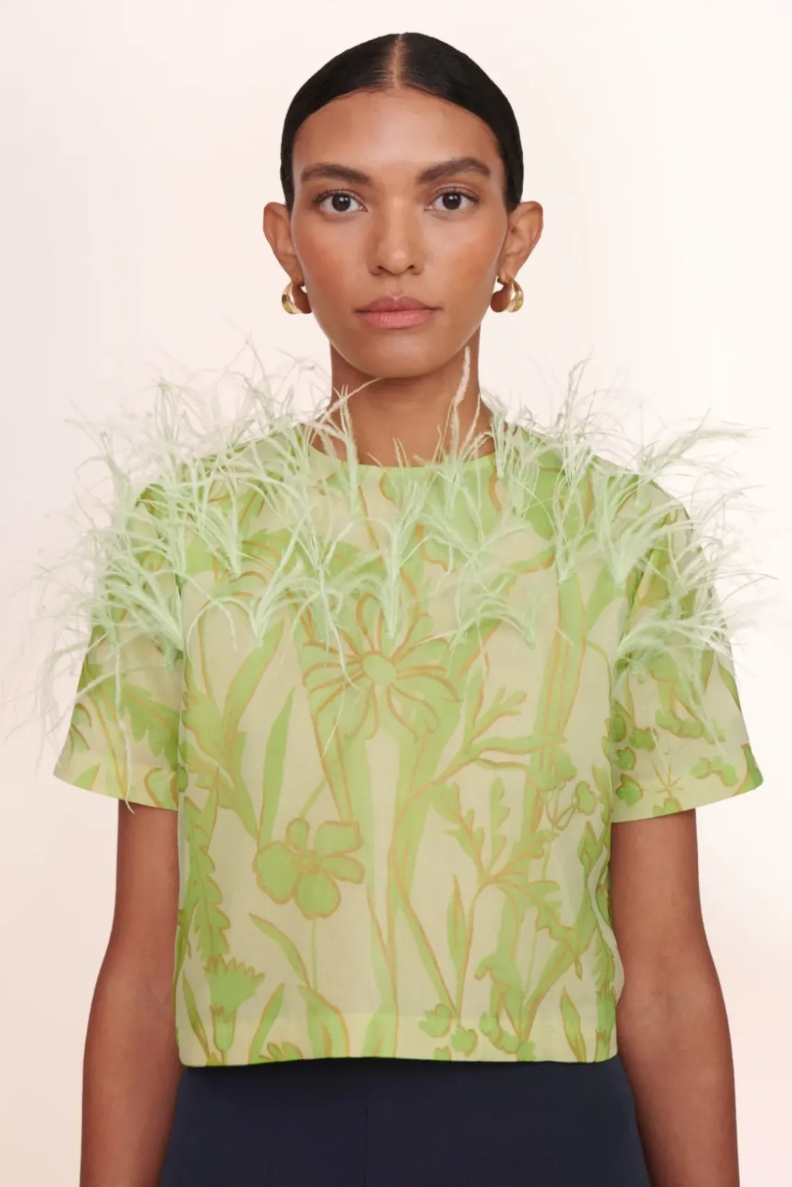 CLOTHING STAUD - ROBIN TOP LIME WILDFLOWERS