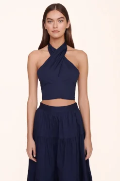 CLOTHING STAUD - SMOCKED KAI TOP NAVY