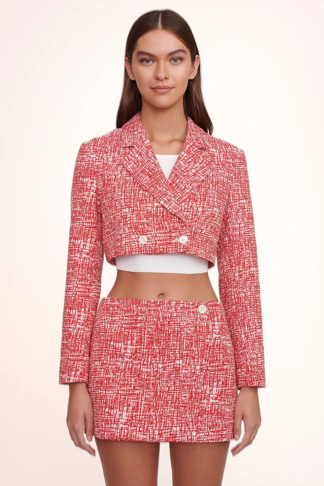 CLOTHING STAUD - TOUR SKIRT PAPAYA CROSSHATCH